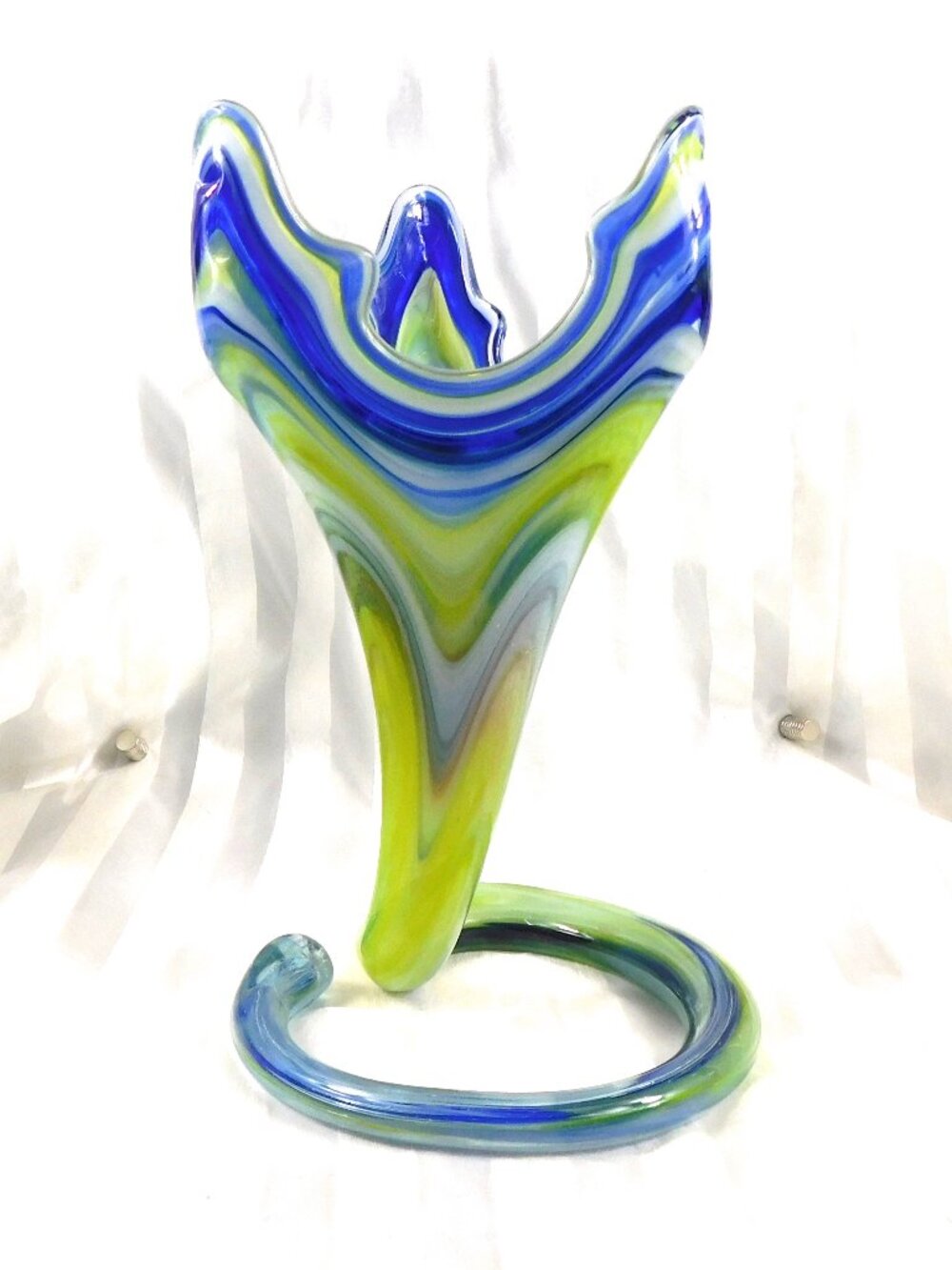 Blue and Yelow Art Glass Vase # 27162